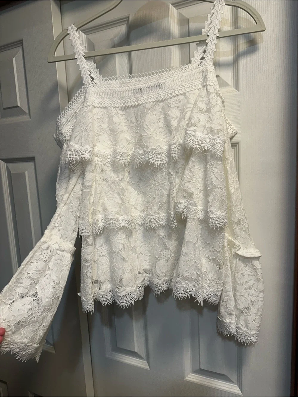 Ina White Lace Cold-Shoulder Camisole